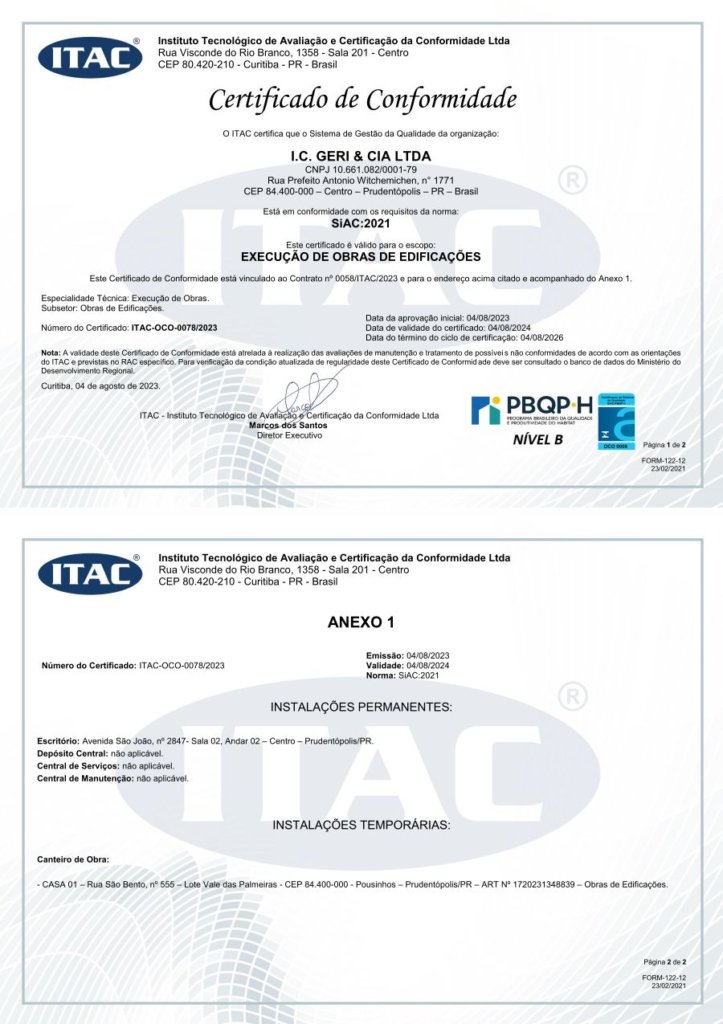 Certificado PBQP H Beto Construtora